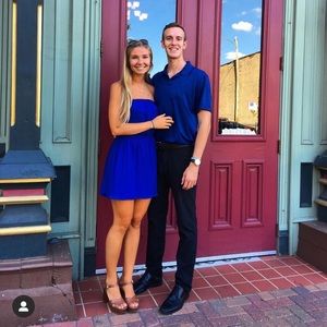 Blue Strapless Chiffon Dress